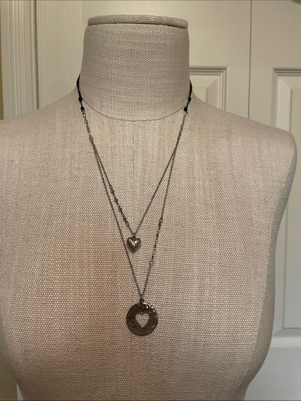 J. Jill Silver-Tone Layered Heart & Round Pendant Necklace